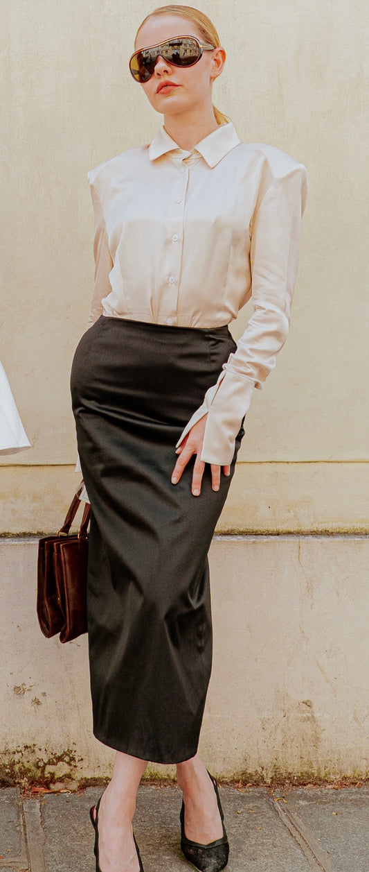 Satin Midi Skirt "Helen" / Premium Quality
