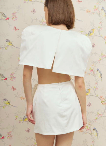 Reverie Satin Mini Skirt with Statement Bow