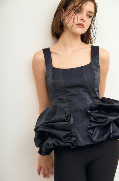 Satin Corset Top with Volume Puff
Hips