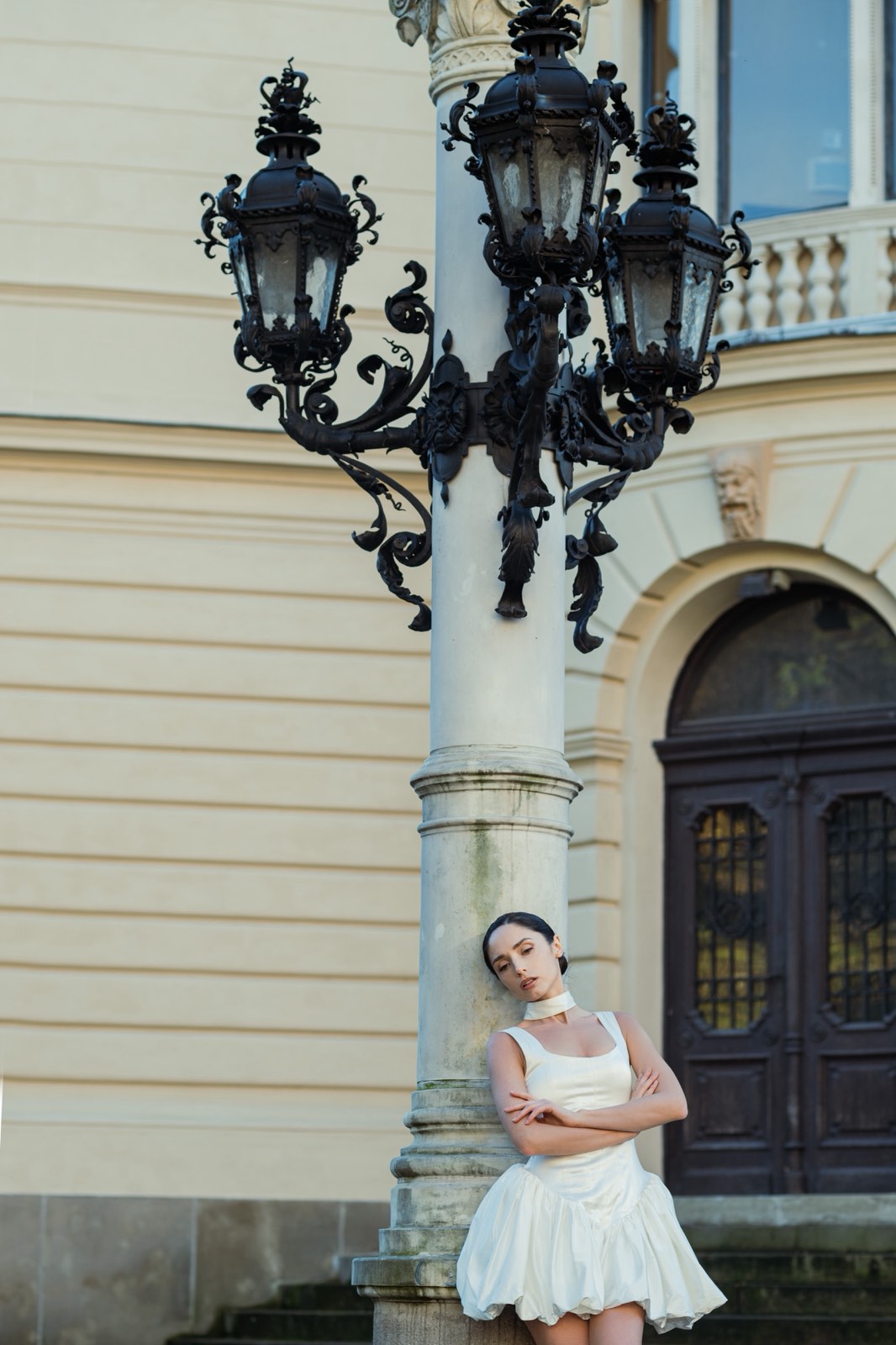 Selena Dress in white – cotton satin corset-style dress, elegant occasion look